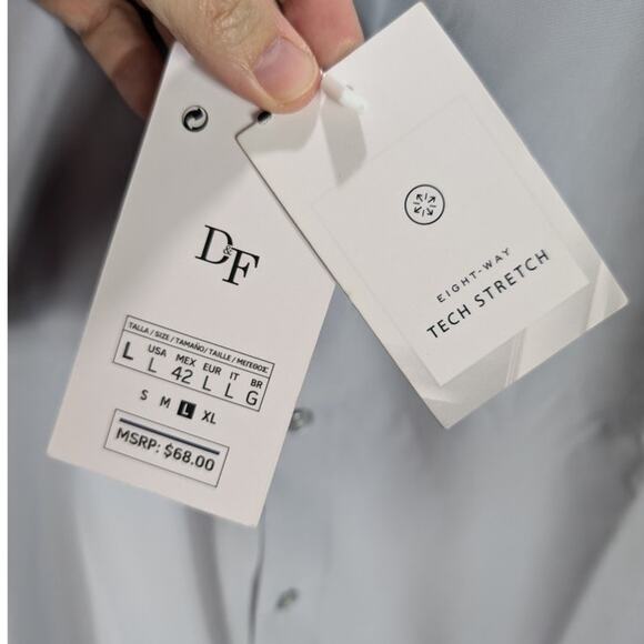 Denim & Flower Shirt Mens Large Button Up Gray Long sleeve Stretchy Preppy READ - Picture 7 of 9